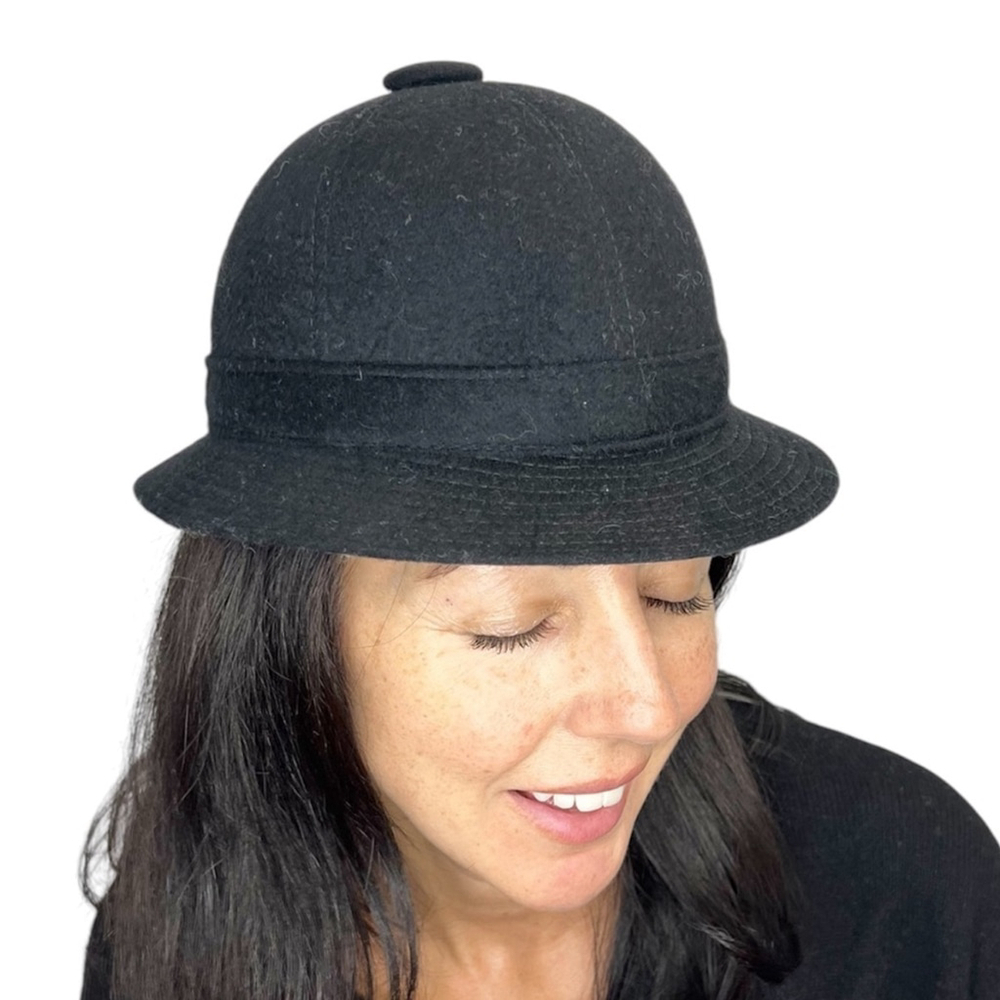 Vintage Paris Elegance black 100% wool pith safari hat S 55cm